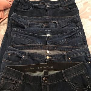 5 Pair Jeans- Size 22 Lane Bryant, J Lo, Bandolino